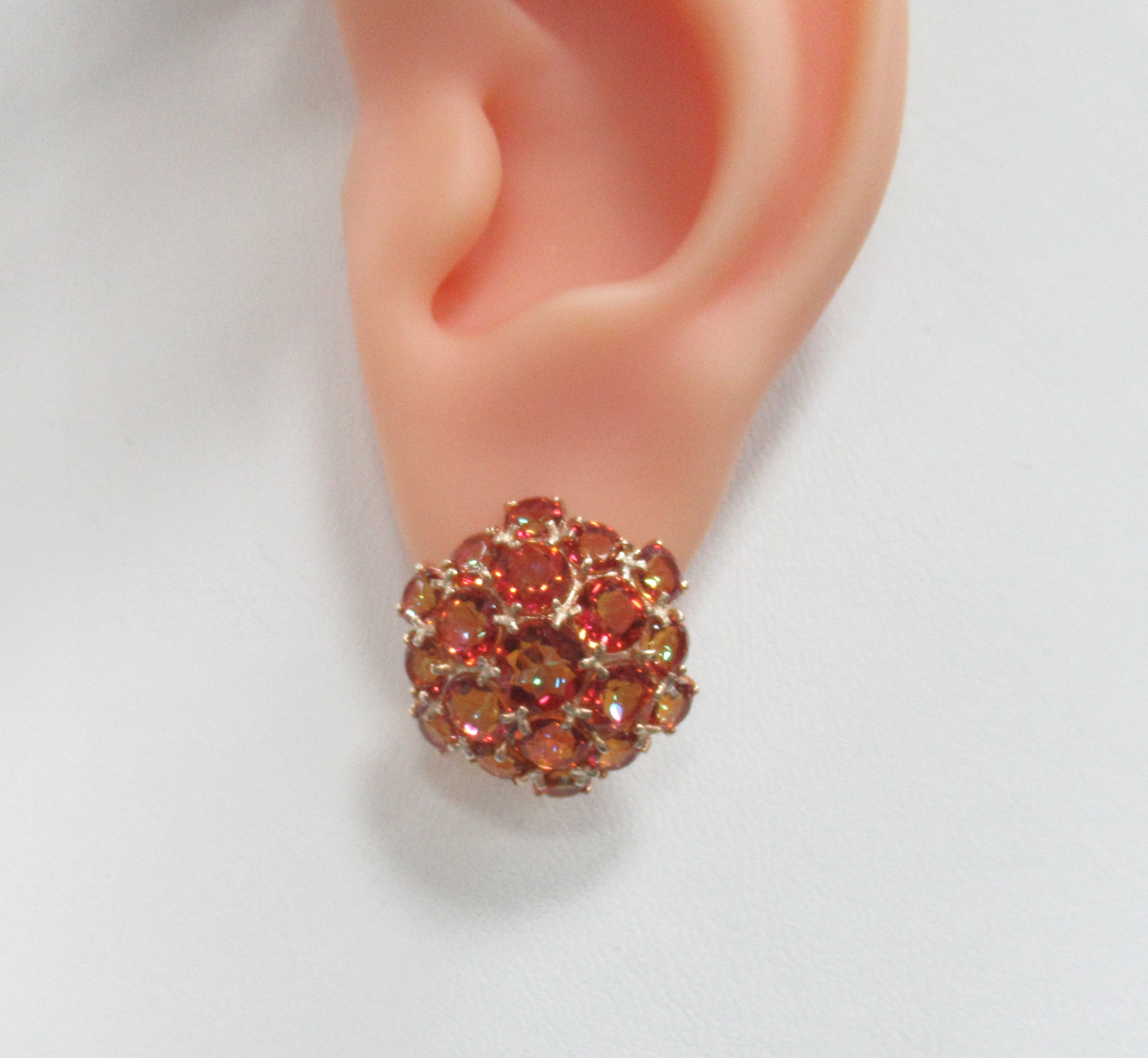 Серебряные серьги с оранжевым горным хрусталем